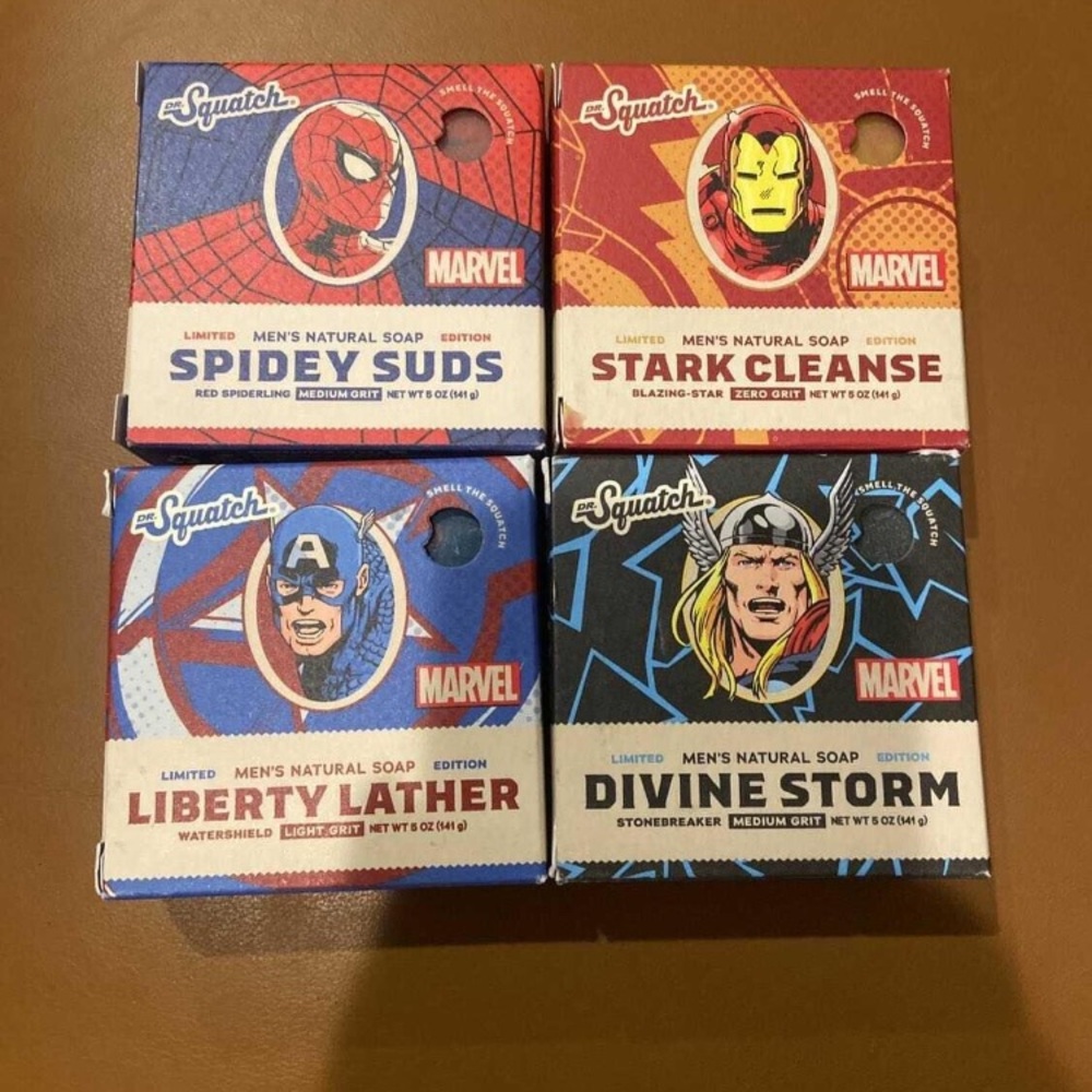 New! Dr. Squatch Marvel Men's Natural Soap Set